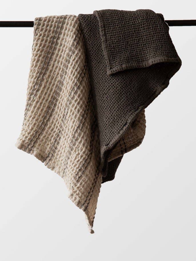 Nella Waffeltuch - Taupe Streifen -  Tell Me More