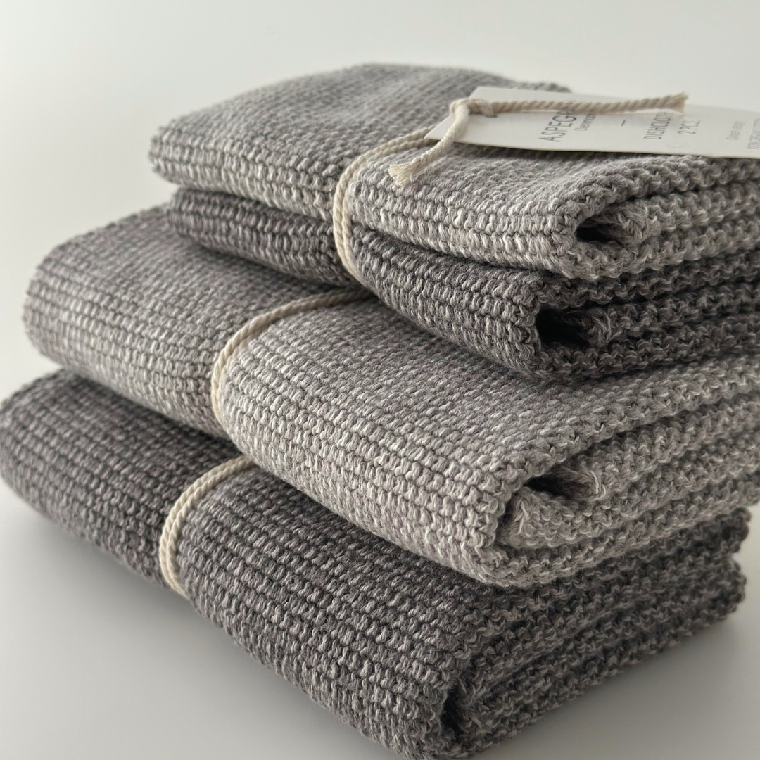Geschirrtücher - Bio-Baumwolle - 2er-Set - Gestrickte Mischung Grau - reflect design